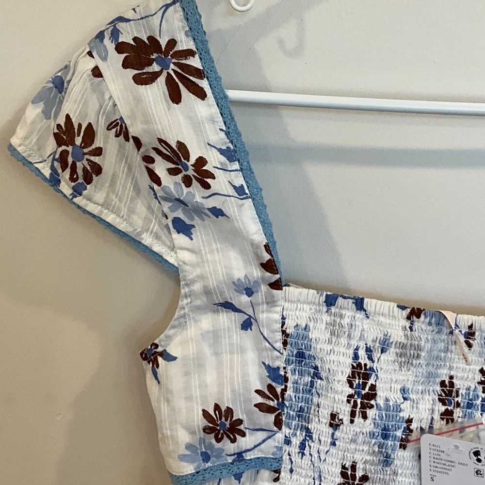 FP Movement by Free People Floral White and Blue Blouse - Picture 8 of 10